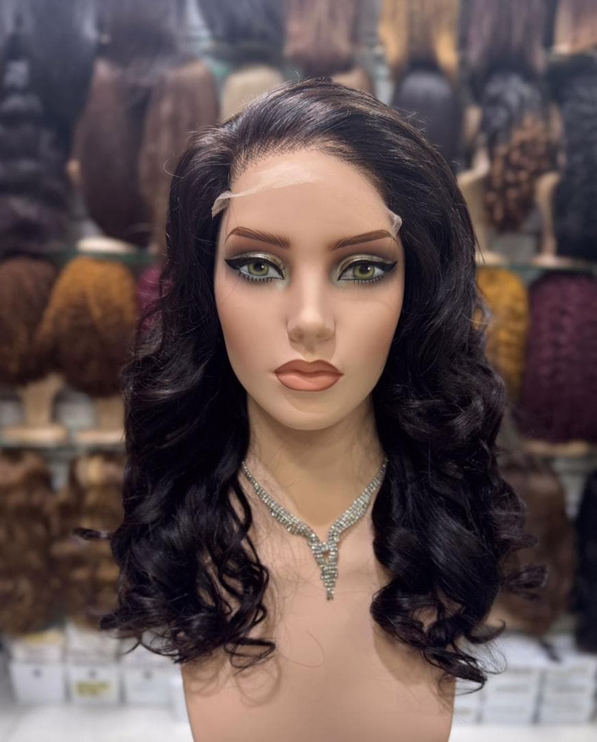 Ready to wear 5×5 HD closure wig in Black, on a mannequin