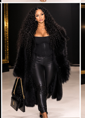 Campaign still: curly raw hair, runway walk