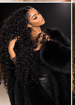 Campaign still: curly raw hair, hair in movement