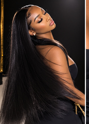 Campaign still: straight raw hair, hair in movement